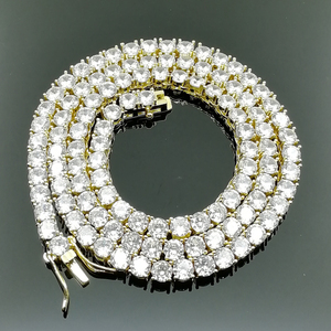BC019 Collana Tennis a 1 Fila in Ottone con Zirconi da 4mm, Gioielli Hip Hop Bling, Collana Tennis Iced Out in Oro e Argento con Zirconi Cubici - Product Image 2