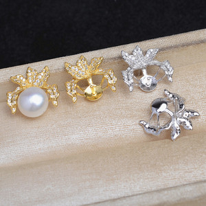 Aretes de Plata S925 con Diseño de Molino de Viento JG5965, Accesorios para Manualidades, Bolsa de Joyería con Perlas Cuadradas de 8-10 mm, Soporte Hueco Semiterminado - Product Image 1