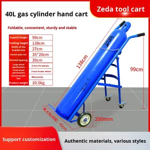 Nhà sản xuất-cung cấp thép nhỏ Xi lanh khí Xe tay oxy & axetylen Giao thông vận tải giỏ hàng với xe đẩy tay - Product Image 6