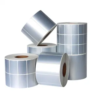 Không thấm nước Matte bạc trống PET/PVC dính mã vạch dán nhãn in ấn, truyền nhiệt Polyester nhãn bóng - Product Image 1