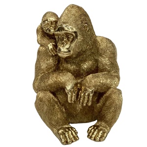 Sculpture d'animal de jardin de style europé<span class=keywords><strong>en</strong></span> personnalisée, statue de <span class=keywords><strong>gorille</strong></span> <span class=keywords><strong>en</strong></span> bronze réaliste, épaule avec un bébé <span class=keywords><strong>gorille</strong></span> - Product Image 1