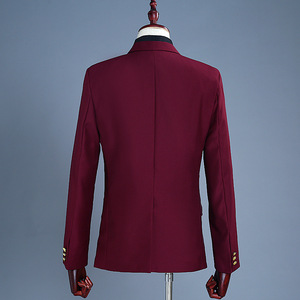 Esmoquin de novio <span class=keywords><strong>rojo</strong></span> <span class=keywords><strong>vino</strong></span> <span class=keywords><strong>para</strong></span> boda, <span class=keywords><strong>trajes</strong></span> de cantante de doble botonadura, traje ajustado <span class=keywords><strong>para</strong></span> baile de graduación, traje informal de moda <span class=keywords><strong>para</strong></span> <span class=keywords><strong>hombre</strong></span> - Product Image 3