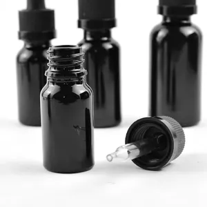 Black Glass Dropper Bottle Essential Oil Childproof Cap Oil Dropper Bottle With Pipettes Scale Frosted Matte Black 10ml 30ml