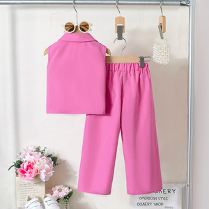 ชุดเซ็ตเสื้อแขนกุดลายดอกไม้สไตล์หรูหราเบาบางสำหรับสาวๆ ฤดูร้อนปี 2026 พร้อมกางเกงขายาวลายปั๊มร้อน - Product Image 4