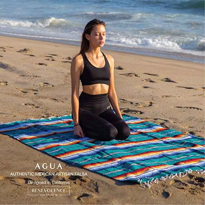 Yoga Mad Hand Woven Cotton Seamless Blanket - 200x150cm, Aubergine/Dark Grey/Natural