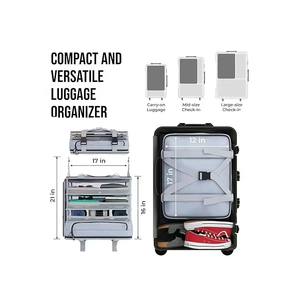 Organisateur de <span class=keywords><strong>valise</strong></span> suspendu à un seul niveau, tissu 100% polyester, grande capacité, cubes de rangement de voyage, bagages à main, literie - Product Image 3