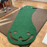 Bestpreis YGT YGT-35 Tragbarer 3-Loch Grüner Golf-Putting-Teppich 1,5m X 1,5m Gummiramme für Innen/Außen Heim-Übungsmatten