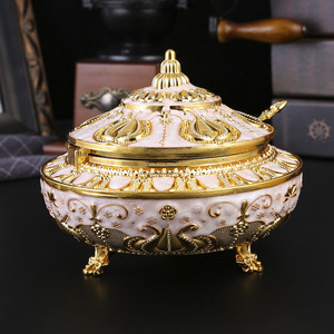 Pot à sucre tulipe arabe du Moyen-Orient, grand format, luxe léger, pour assaisonnements, rangement de cuisine, en métal - Product Image 1