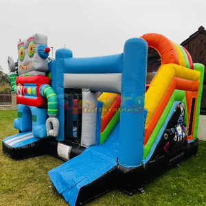 Parque infantil inflable comercial con temática de robots, castillo inflable con tobogán, área de juegos gigante. - Product Image 6