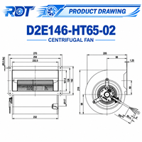 Ventilateur de refroidissement à double entrée à haut débit d'air, impeller de 146 mm, D2E146-HT65-02, unité de remplacement OEM pour la ventilation CVC, équipement d'automatisation