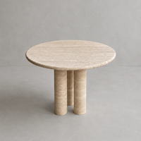 Ensemble de meubles de salle à manger modernes et écologiques Kumusi Furniture Customization, table ronde en pierre de travertin massif assemblée