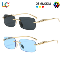 Lunettes de soleil tendance 2025 sans monture à bords coupés pour hommes, branches uniques motif léopard, verres UV400, lunettes de soleil pour hommes