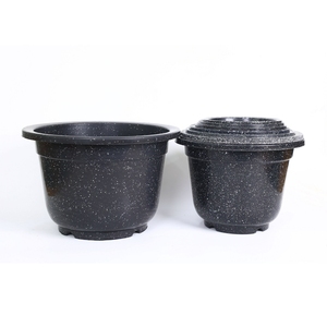 Pot de fleurs rond moderne en plastique pour jardin, fabriqué en PP de qualité supérieure, pot de pépinière moulé par injection à texture marbrée, vente en gros - Product Image 2