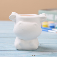 Grand pot de fleurs en céramique émaillée P241 pour le bricolage, mini-animal mignon (hibou renard), jardinières succulentes pour la maison et le sol du jardin