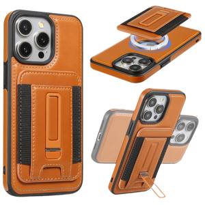 Funda de teléfono de cuero de lujo con bolsillo de tarjeta desmontable magnética para iPhone 16 15 Pro Max con soporte de tira - Product Image 2
