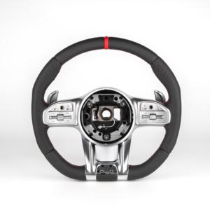 Volant sport en cuir perforé à fond plat avec couvercle de klaxon et palettes de changement de vitesse pour Mercedes A200 B200 C260 E300 <span class=keywords><strong>GLC</strong></span> GLE GLK - Product Image 2