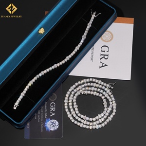 Moissanite <b>Statement</b> <b>Necklace</b> 925 Silver Rhodium Plated Round Brilliant Cut GRA Certified Unisex Pear Cut Luxury Strand <b>Necklace</b> - Product Image 2