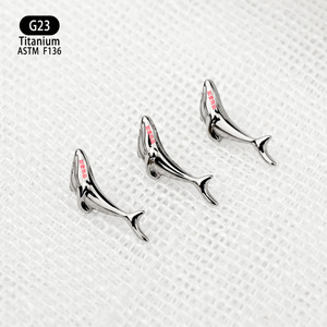 Whale Shape <b>Titanium</b> Lip <b>Stud</b> Earring F136 10mm Daily Wear Piercing Jewelry - Product Image 2