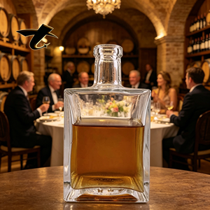 Bouteille à liqueur réutilisable en verre transparent de 500 ml, design nordique, avec <span class=keywords><strong>bouchon</strong></span> gravé, usage commercial, fabriquée en Chine - Product Image 1