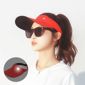 Running Sunshade Visor Hat Adjustable Breathable For Adults Children Unisex Summer Outdoor Use Flat Brim Polyester Material - Product Image 1