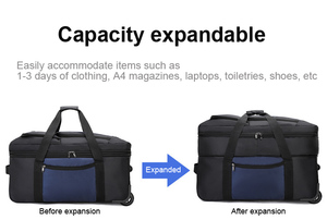 Unisex New Multifunctional 2-<b>Wheel</b> Durable Travel Trolley Luggage Bag <b>Backpack</b> Rucksack Compressible Shoulder Straps - Product Image 5