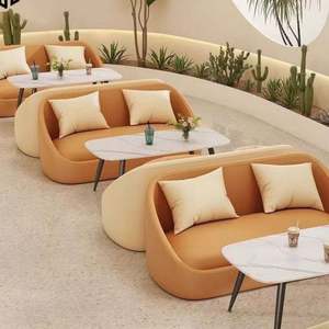 Conjunto de Mesa y Sillas para Cafetería Comercial, Asientos para Bar, Salón de Belleza, Recepción, Sofá, Asientos para Puesto de Té con Leche - Product Image 2