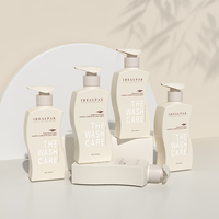 Nouvelle conception de flacon pompe vide de 300 ml en forme de vague rose, vert, jaune pour shampoing et après-shampoing avec pompe à lotion