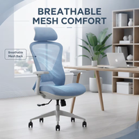 Chaise de bureau ergonomique en maille pivotante à 360° avec hauteur réglable pour ordinateur