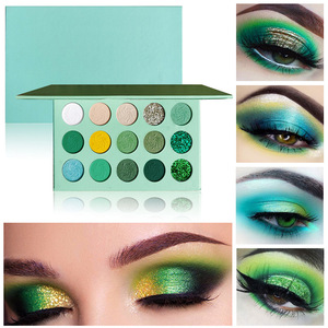 Manufacturer Custom Shape Eyeshadow Palette 15 Color Green <strong>Blue</strong> No Logo Eyeshadow Palette Luxury <strong>Eye</strong> <strong>Shadow</strong> - Product Image 4