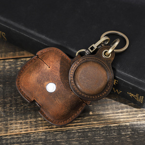 Étui de protection <span class=keywords><strong>Airpods</strong></span> <span class=keywords><strong>Pro</strong></span> en cuir de cheval fou de haute qualité 2 en 1 pour support <span class=keywords><strong>Airtag</strong></span>, cadeau de noël - Product Image 2