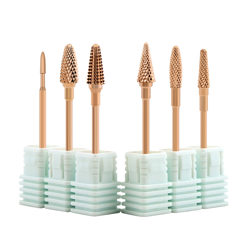 Твердосплавная фреза для маникюра, насадки для электрической дрели, цвета розового золота, фрезы для ногтей