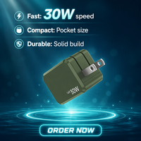 Chargeur rapide NIUBAILE 30W GaN PD3.1 (édition coffret cadeau) Câble Type-C pliable de 1,8 m ; Résistant au feu, anti-chute, OCP pour téléphone portable