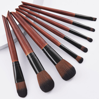 Ensemble de pinceaux de maquillage professionnels écologiques pour le visage, 10 pièces, manche en bois, poils en nylon doux, colorés, option de logo personnalisé