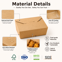 Boîte à lunch à emporter en kraft multi-compartiments avec revêtement résistant à la graisse et emballage personnalisé pour les restaurants à emporter