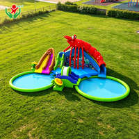 Tobogán Acuático Inflable Gigante con Forma de Langosta de Dibujos Animados, Tobogán Inflable con Forma de Langosta para Parques de Diversiones y Resorts, Venta al por Mayor