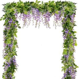 Arco de flores cuadrado para boda, arco de flores con hojas moradas, arco de flores artificiales de seda, decoración para escenario de boda - Product Image 4