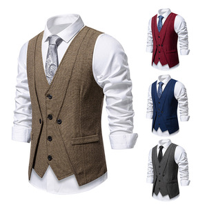 Gilet rétro <span class=keywords><strong>sans</strong></span> manches personnalisé pour <span class=keywords><strong>homme</strong></span>, style double veste, pour tenue de cérémonie, élégant, décontracté et imperméable - Product Image 2