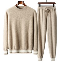 Ensemble pull en cachemire pour homme, col rond, sweat-shirt, nouvelle collection automne-hiver 2026, ensemble décontracté sport chaud en laine, pull et pantalon en cachemire
