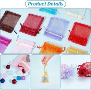 Pochettes en vrac à cordon en organza avec logo personnalisé pour cadeaux de fête de <span class=keywords><strong>mariage</strong></span> Emballage de bijoux de Noël Sacs transparents de bonbons Cadeau en maille - Product Image 5