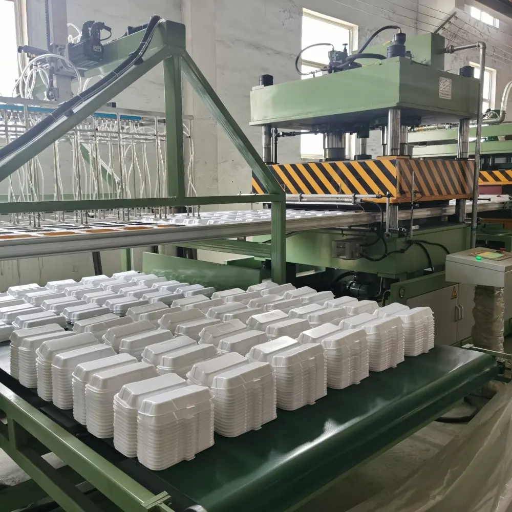 PS FOAM BOX PLATE MACHINE / AUTOMATIC POLYSTYRENE STYROFOAM WHITE DISPOSABLE FOOD CONTAINER DISH TRAY MAKING MACHINE