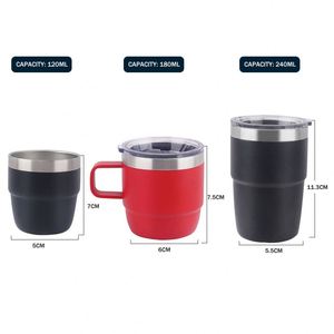 Mug en acier inoxydable de qualité supérieure, empilable, 4 oz, 6 oz, 8 oz, tasse à café isolée sous vide avec couvercle coulissant magnétique pour la maison et le bureau - Product Image 6