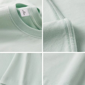 Maglietta bianca a maniche corte da uomo ampia in cotone 100% lavorato a maglia tinta unita in cotone pesante per un Logo personalizzato estivo Casual - Product Image 4