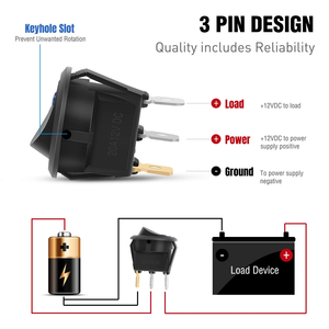 Mini Interruptor Basculante Redondo <span class=keywords><strong>de</strong></span> 12V LED <span class=keywords><strong>de</strong></span> 3 Pines ON-OFF IP66 10A para Tablero <span class=keywords><strong>de</strong></span> Auto, Barco, UTV, ATV, Motocicleta - Product Image 3
