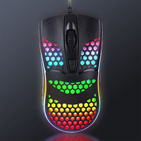 Souris d'ordinateur filaire USB multicolore pour joueurs, design alvéolé léger, jeu 4D, rétroéclairage RVB universel, souris optique à design creux 1600