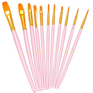 Giorgione – Lot de 6 pinceaux plats à manche en bois et virole en aluminium, poils en nylon, pour peinture acrylique, aquarelle, gouache / Kit de peinture - Product Image 3