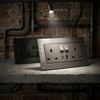Prise murale en aluminium double 13A, 2 prises, 1 USB-A et 1 USB-C, IP22 CE, pour adaptateur secteur Cellati de type britannique