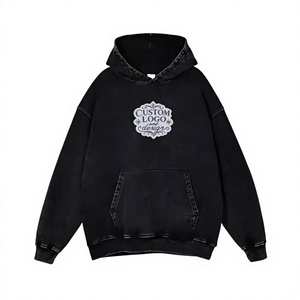 Sweat à capuche oversize personnalisé avec logo pour homme, en coton French Terry, décontracté, avec poche avant, imprimé, coupe automne - Product Image 1