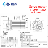 Moteur servo à arbre creux triphasé 1,5 kW AC 220 V 6 N.m 3000 tr/min et driver pour machine laser CO2 110 mm