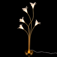 Lampu Lantai LED Magnolia Romantis Akrilik Besi Bentuk Bunga Lampu Listrik Berkabel AC 110V 220V Dekorasi Pernikahan