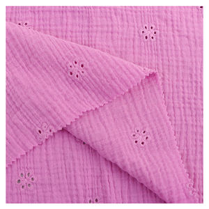 قماش موسلين مطرز عالي الجودة بنقشة زهور صغيرة للأطفال من القطن الشاش المزدوج 100% - Product Image 6